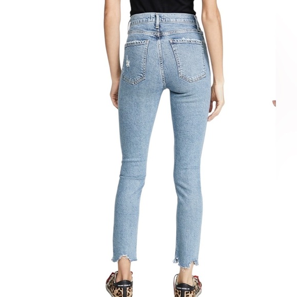 AGOLDE Nico High Rise Slim Fit Button Fly Light Wash Organic Cotton Denim Jeans - Picture 4 of 10